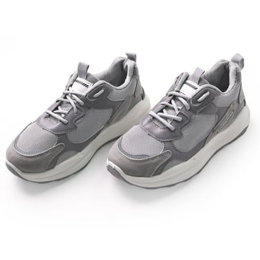 Elecsop Sneakers for Women, Fashion Platform Mesh Womens Sneakers, Lace Up Comfortable Athletic Running Shoes for Walking Running Hiking, Grey