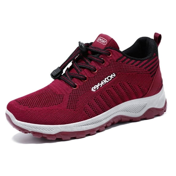 Elecsop Sneakers for Women, Mesh Red Tennis Shoes Womens, Breathable Non Slip Walking Shoes Women, Trendy Lace Up Running Shoes for Gym, Court