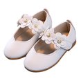 thumbnail image 1 of Elecsop Toddler Little Big Girls Dress Shoes, Comfortable Floral Mary Jane Shoes with Velcro, Waterproof Faux Leather Girl Ballet Flats, 1 of 13