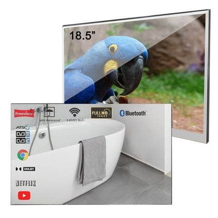 Elecsung 19 inches Smart Mirror LED Small Bathroom TV Waterproof WiFi Bluetooth New DTV Vanishing