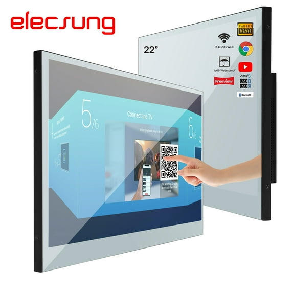 Elecsung 22 inch Android Smart Touchscreen Magic Mirror Bathroom LED TV Wifi Bluetooth Television