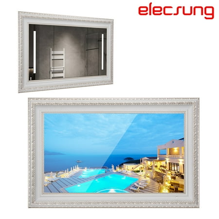 Elecsung 22 inches Magic Smart Mirror webOS LED TV Ivory White Color Frame Waterproof Television Hotel Decoration Spa