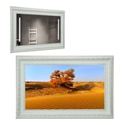 Elecsung 22 inches Smart webOS Mirror TV with Antique White Decor Frame Kitchen Bathroom Smart Gallery Built-in WiFi Bluetooth