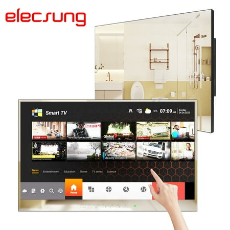 Elecsung 27 inches Smart Touchscreen Magic Mirror LED TV for Bathroom Android Built-in Wifi Bluetooth ATSC Tuner