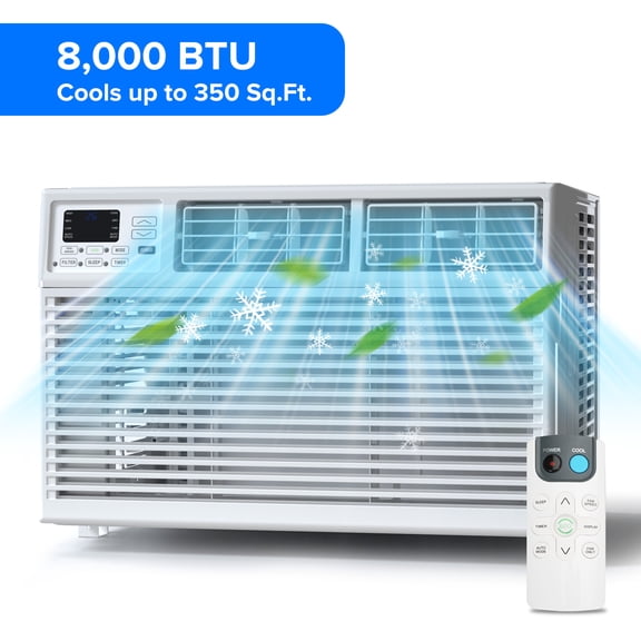 Electactic 8000 BTU Window Air Conditioner with Remove Control 6 modes&3 Fan Speeds for Rooms AC Unit Air Conditioner Cools Up to 350 sq.ft