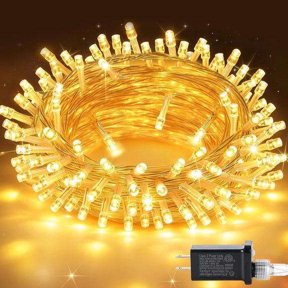 Electight 33ft 100 LED Warm White Christmas String Lights, 8 Modes Connectable Plug-in Fairy Lights , Indoor Holiday Party Decor