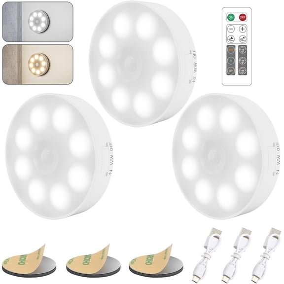 Electight Under Cabinet Lights, 3 Pack Wireless Motion Sensor Rechargeable Light