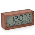 thumbnail image 1 of Electime Wooden Digital Alarm Clock with Calender, Temperature, Humidity and Snooze, Electric Clock for Home Bedroom, Battrey Powered, LCD Screen, 1 of 11