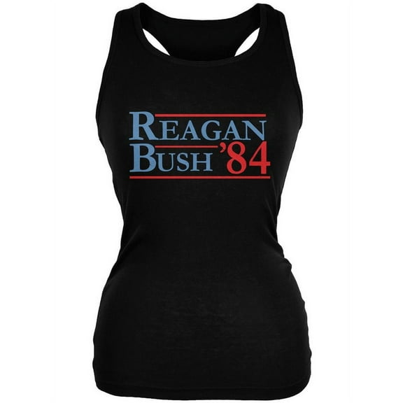 Election 1984 Reagan Bush Distressed Black Juniors Soft Tank Top - Large
