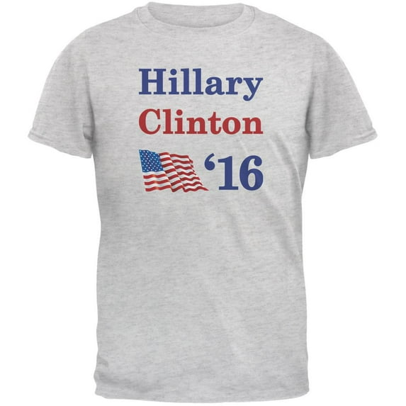 Election 2016 16 Flag Hillary Clinton Light Heather Grey Adult T-Shirt - X-Large