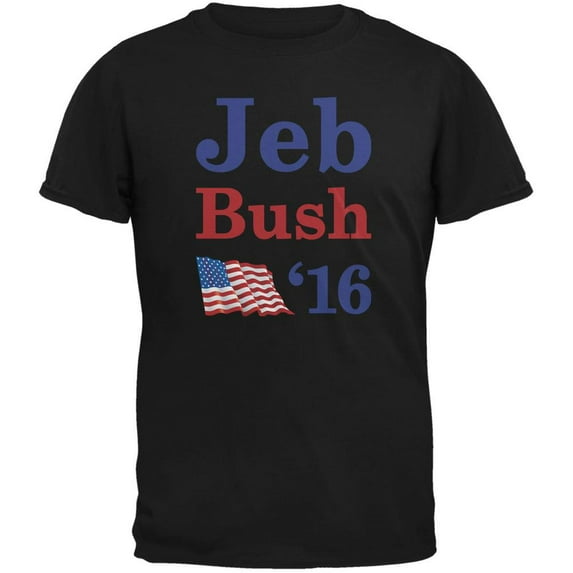 Election 2016 16 Flag Jeb Bush Black Adult T-Shirt - Medium