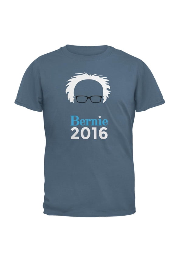 Election 2016 Bernie Sanders Hair Minimalist Indigo Blue Adult T-Shirt - Large