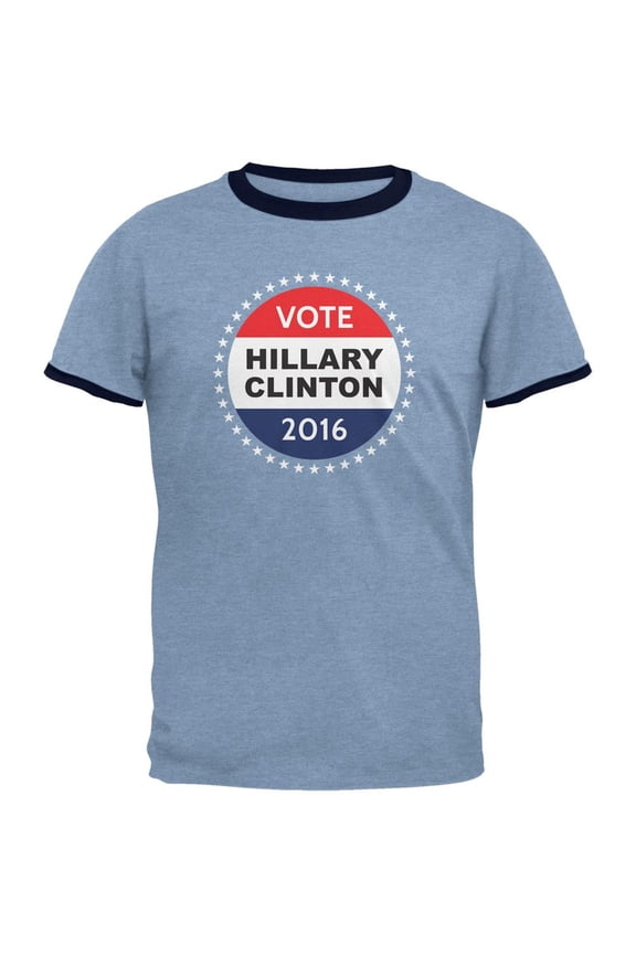 Election 2016 Hillary Clinton Badge Heather Blue/Navy Men's Ringer T-Shirt - Small