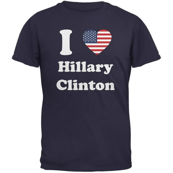 Election 2016 - I Heart Hillary Clinton Navy Adult T-Shirt - 2X-Large