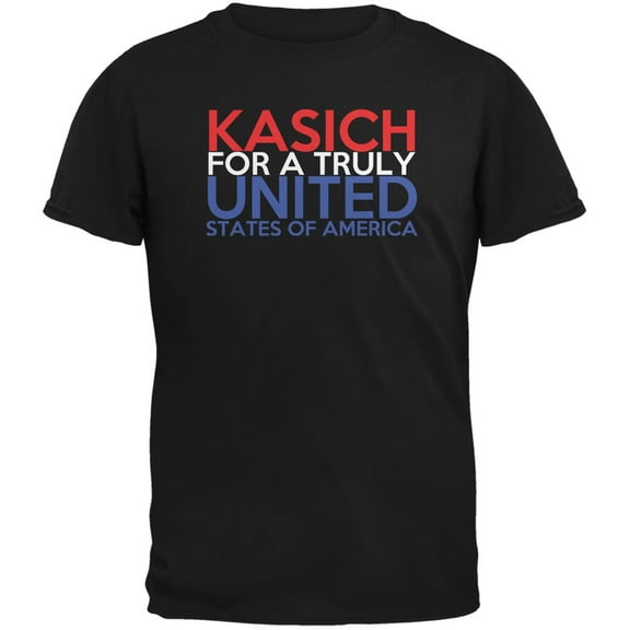 Election 2016 John Kasich Truly United Black Adult T-Shirt - Small