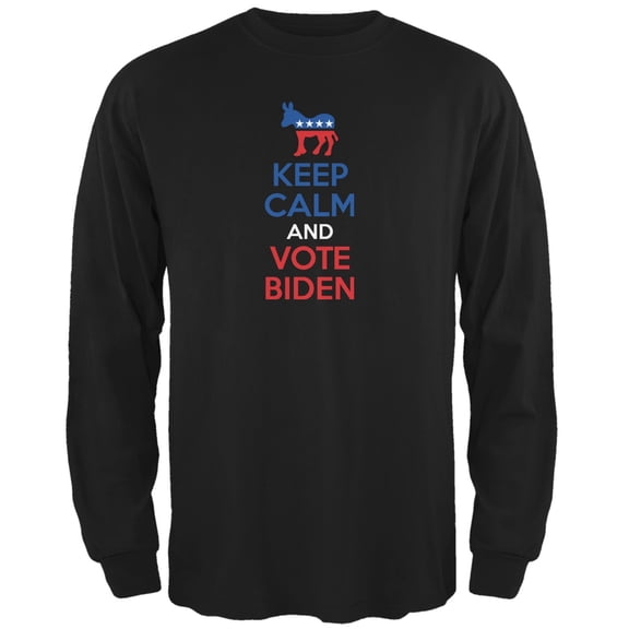 Election 2016 Keep Calm Vote Biden Black Adult Long Sleeve T-Shirt - Large