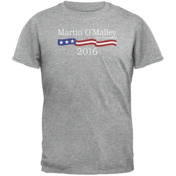 Election 2016 Martin O'Malley Logo Heather Grey Adult T-Shirt - Large