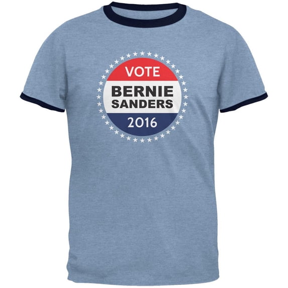Election 2020 Bernie Sanders Badge Heather Blue/Navy Men's Ringer T-Shirt - Small