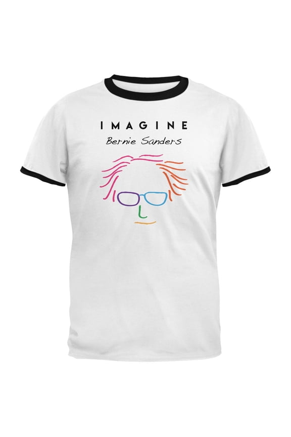 Election 2020 Bernie Sanders Imagine White-Black Men's Ringer T-Shirt - Large