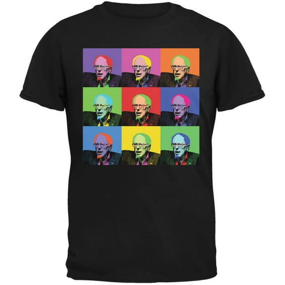Election 2020 Bernie Sanders Pop Art Squares Black Adult T-Shirt - 2X-Large