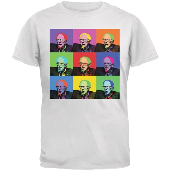 Election 2020 Bernie Sanders Pop Art Squares White Adult T-Shirt - Large