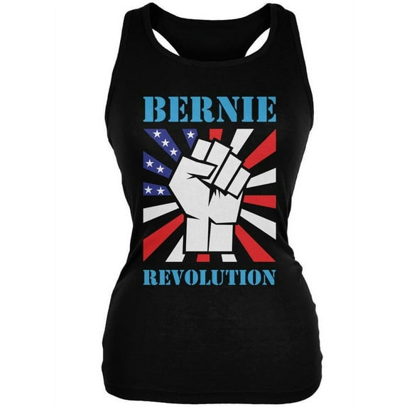 Election 2020 Bernie Sanders Raised Fist Revolution Black Juniors Soft Tank Top - X-Large
