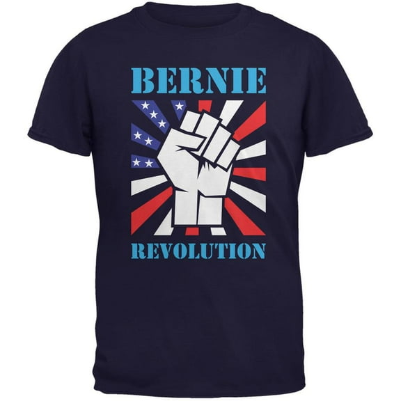 Election 2020 Bernie Sanders Raised Fist Revolution Navy Adult T-Shirt - 2X-Large