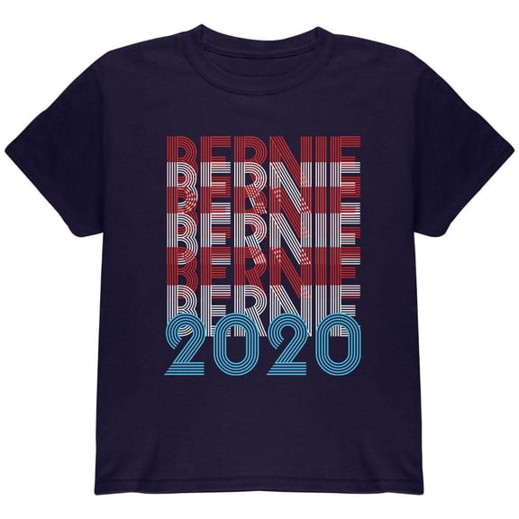 Election 2020 Bernie Sanders Vintage Style Overlap Youth T Shirt Navy YMD