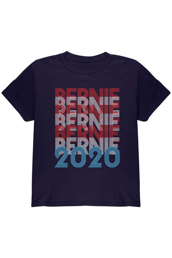 Election 2020 Bernie Sanders Vintage Style Overlap Youth T Shirt Navy YMD
