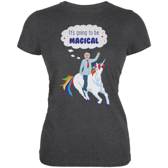Election 2020 Bernie Sanders is Magical Unicorn Juniors Soft T Shirt Deep Heather SM