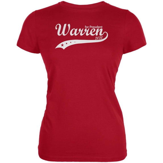 Election 2020 Elizabeth Warren For President Swoosh Juniors Soft T Shirt Red SM
