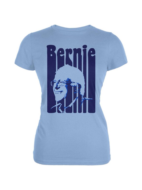 Election 2020 Retro 70s Color Bars Bernie Sanders Juniors Soft T Shirt Light Blue MD