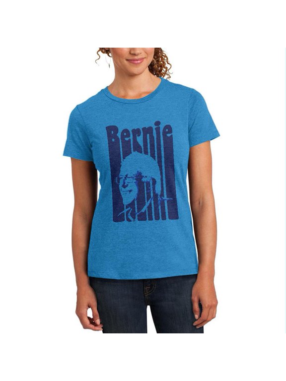Election 2020 Retro 70s Color Bars Bernie Sanders Womens T Shirt Heathered Bright Turquiose LG