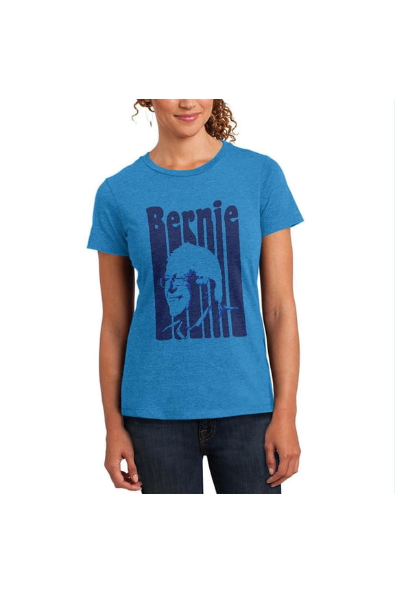 Election 2020 Retro 70s Color Bars Bernie Sanders Womens T Shirt Heathered Bright Turquiose SM