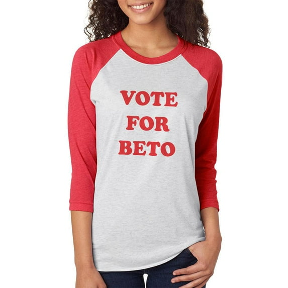 Election 2020 Vote for Beto O'Rourke Unisex Raglan T Shirt White-Red MD