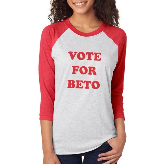 Election 2020 Vote for Beto O'Rourke Unisex Raglan T Shirt White-Red SM