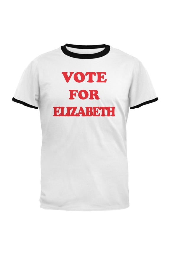 Election 2020 Vote for Pedro Elizabeth Warren Mens Ringer T Shirt White-Black LG