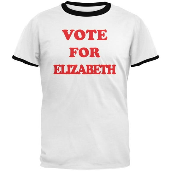 Election 2020 Vote for Pedro Elizabeth Warren Mens Ringer T Shirt White-Black MD