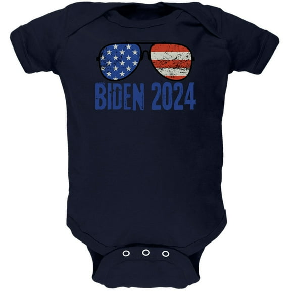 Election 2024 Biden USA Patriotic Aviator Glasses Baby One Piece