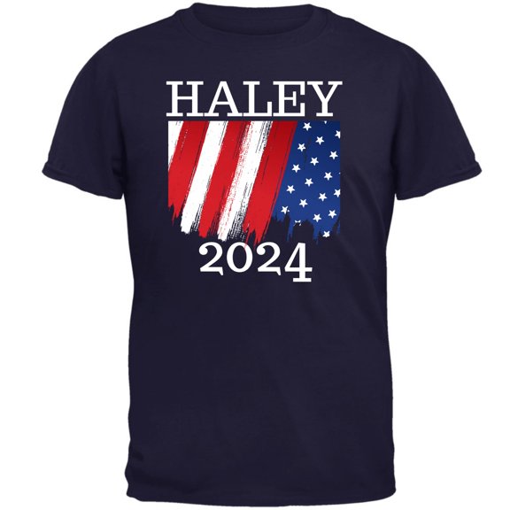 Election 2024 Haley 2024 Paint Stroke American Flag Mens T Shirt