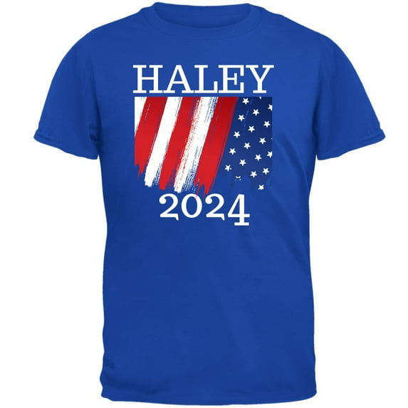 Election 2024 Haley 2024 Paint Stroke American Flag Mens T Shirt