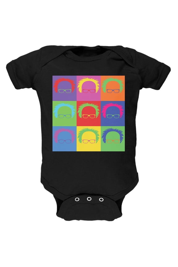 Election Bernie Sanders Hair Minimalist Pop Art Black Soft Baby One Piece - 3-6 months