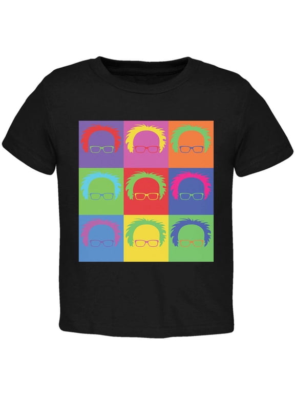 Election Bernie Sanders Hair Minimalist Pop Art Black Toddler T-Shirt - 4T