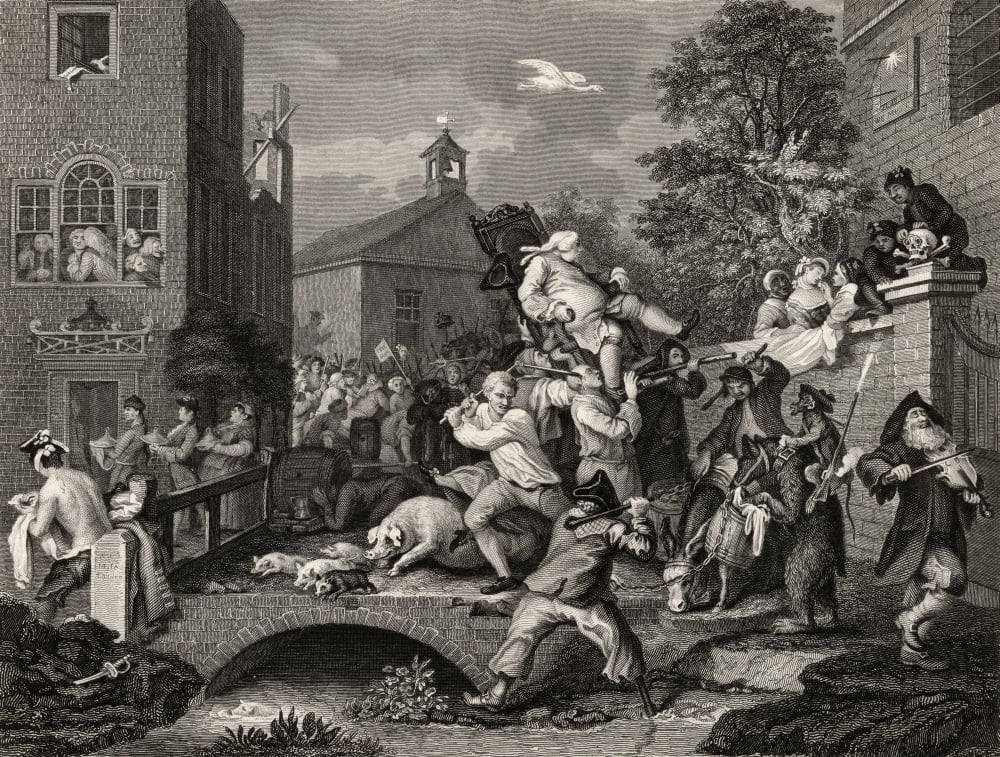 The Election Chairing The Member Engraved By T E Nicholson After Hogarth From The Works Of Hogarth Published London 1833 Canvas Art - Ken Welsh Design Pics (16 x 12)