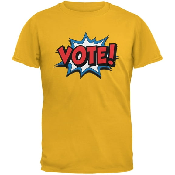 Election Comic Style VOTE! Gold Adult T-Shirt - Small
