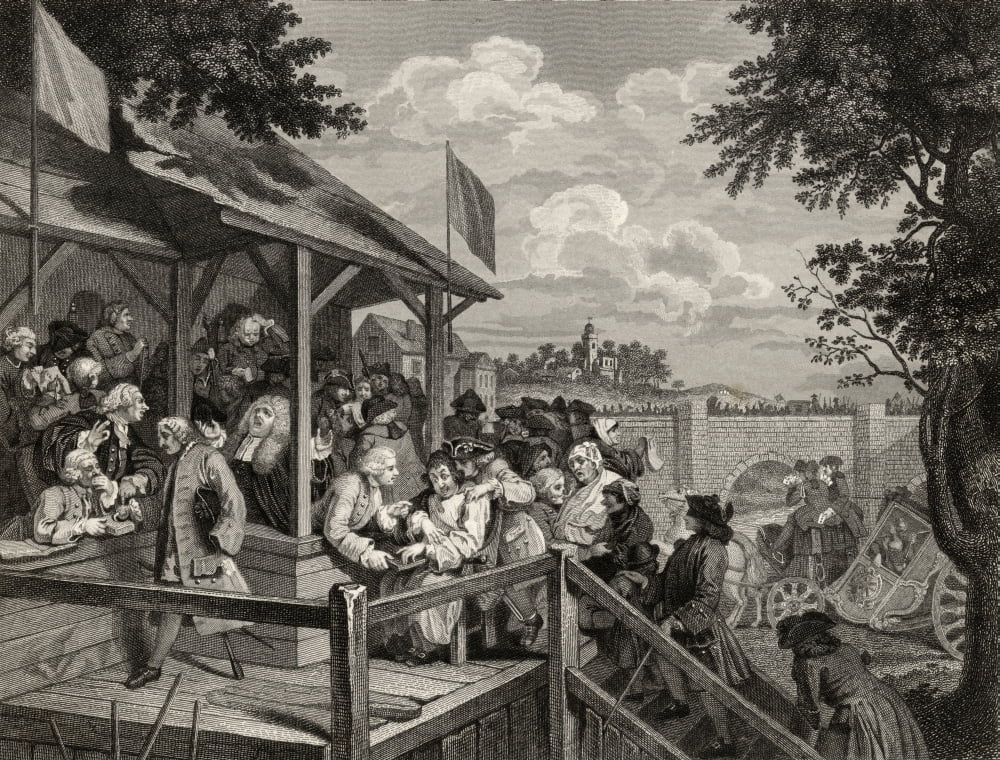 The Election The Polling Engraved By G Presbury After Hogarth From The Works Of Hogarth Published London 1833 Canvas Art - Ken Welsh Design Pics (32 x 24)