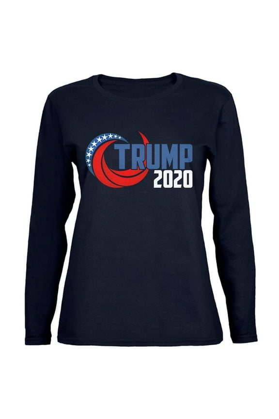Election Re-Elect Donald Trump 2020 Swoosh Womens Long Sleeve T Shirt Navy 2XL