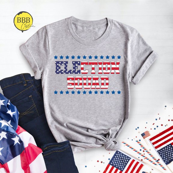 Election Squad Shirt: Patriotic Usa Flag Vote TSHIRT All Size S-5XL