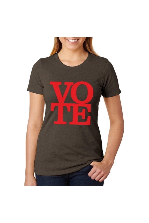 Election Vote Stacked Juniors Soft Heather T Shirt Heather Brown SM