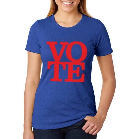 Election Vote Stacked Juniors Soft Heather T Shirt Heather Royal 2XL